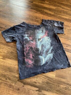 Vintage The Mountain Wolf Shirt Adult Size S Tie Dye Moon Night Stars Scoop Neck